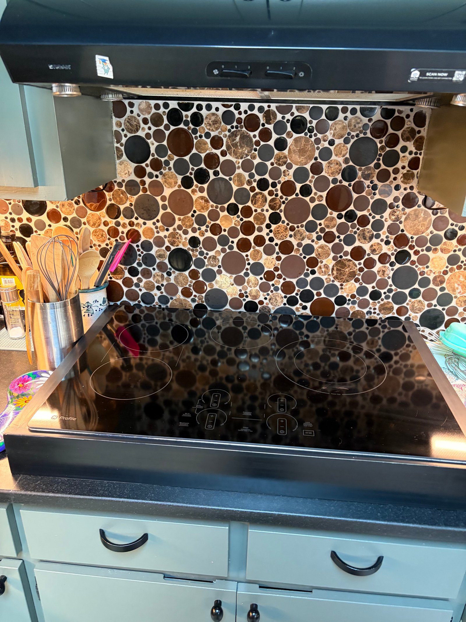 Clean stovetop and backsplash detail